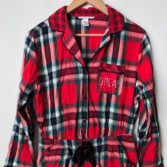 Victoria’s Secret Red Plaid Flannel Romper Pajamas small - Picture 4 of 9